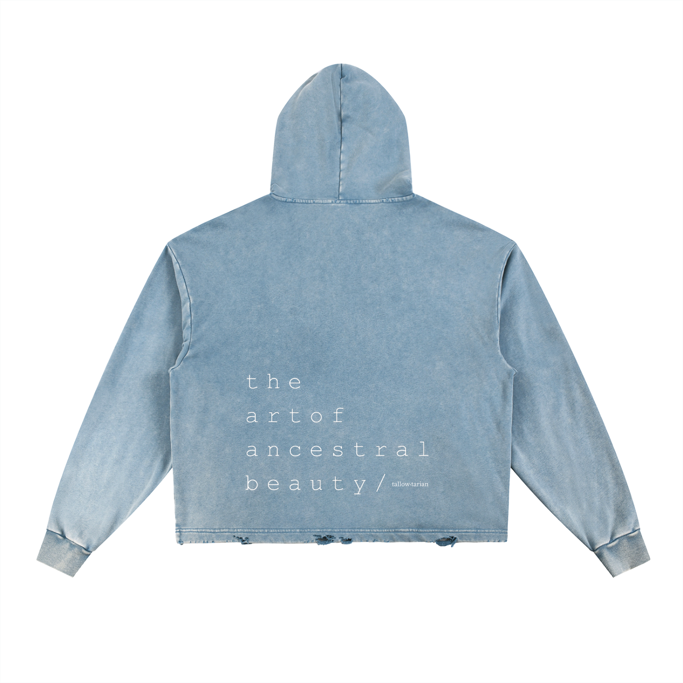 tallowtarian vintage washed frayed-hem hoodie