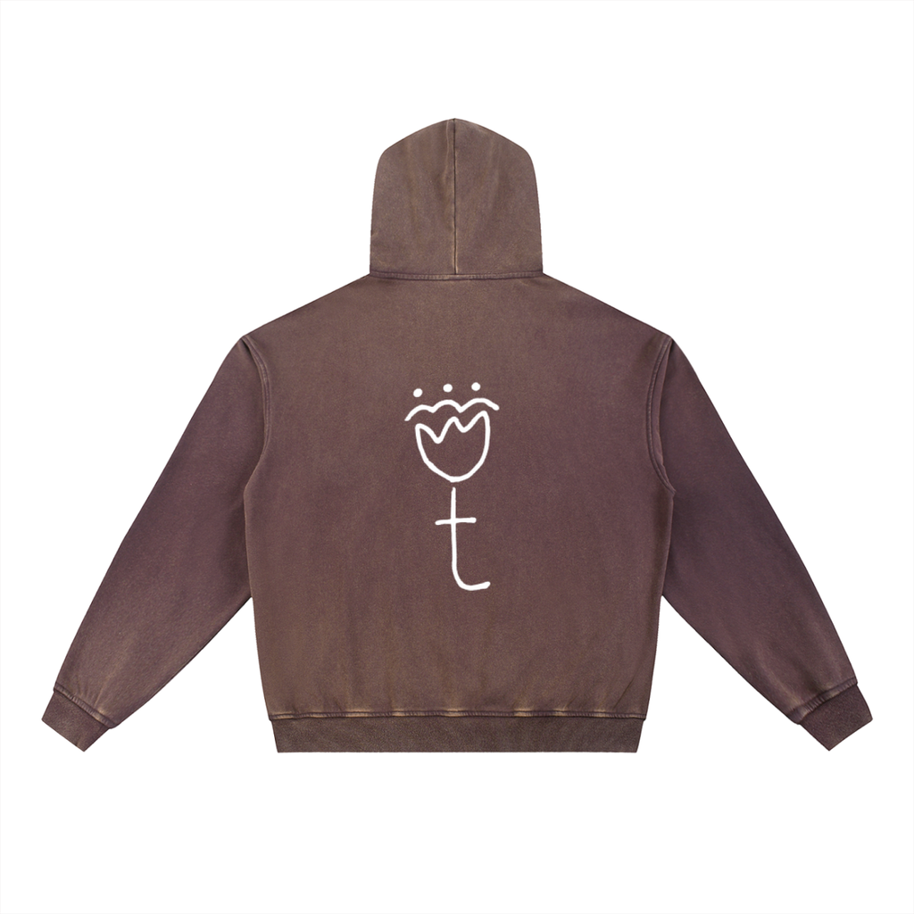 tallowtarian vintage washed gradient fleece hoodie
