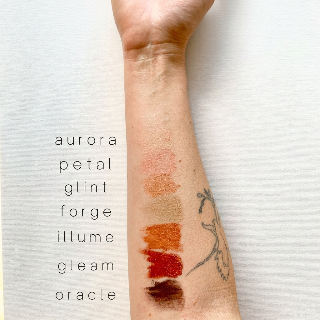 Shimmer Swatches - Aurora, Petal, Glint, Forge, Illume, Gleam, Oracle