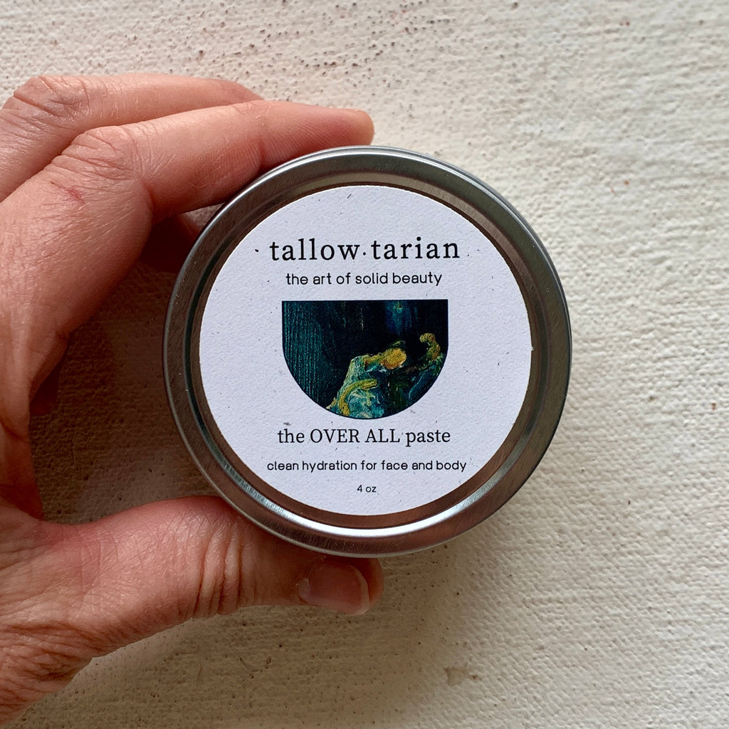 The Over All Paste 4oz tin label