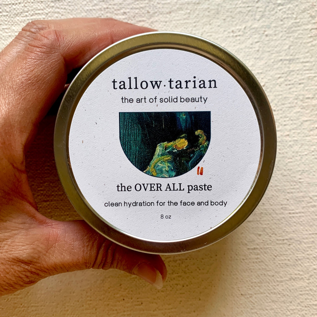 The Over All Paste 8oz tin label