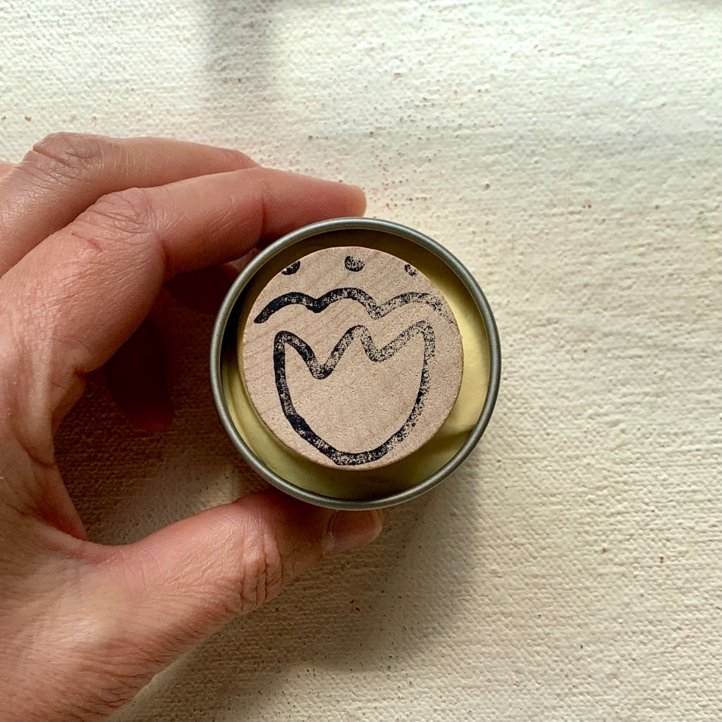 The Over All Paste wooden disc stamp