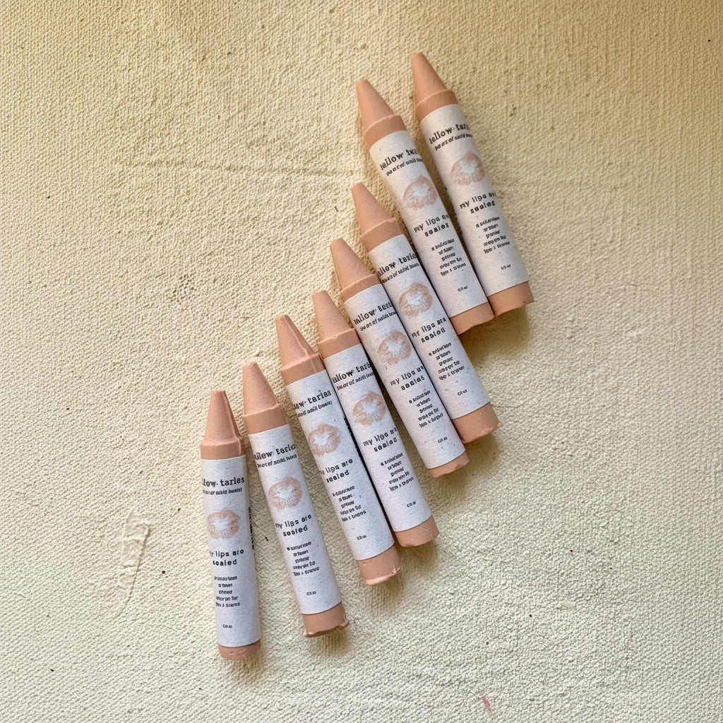 My Lips Are Sealed primer crayons arranged