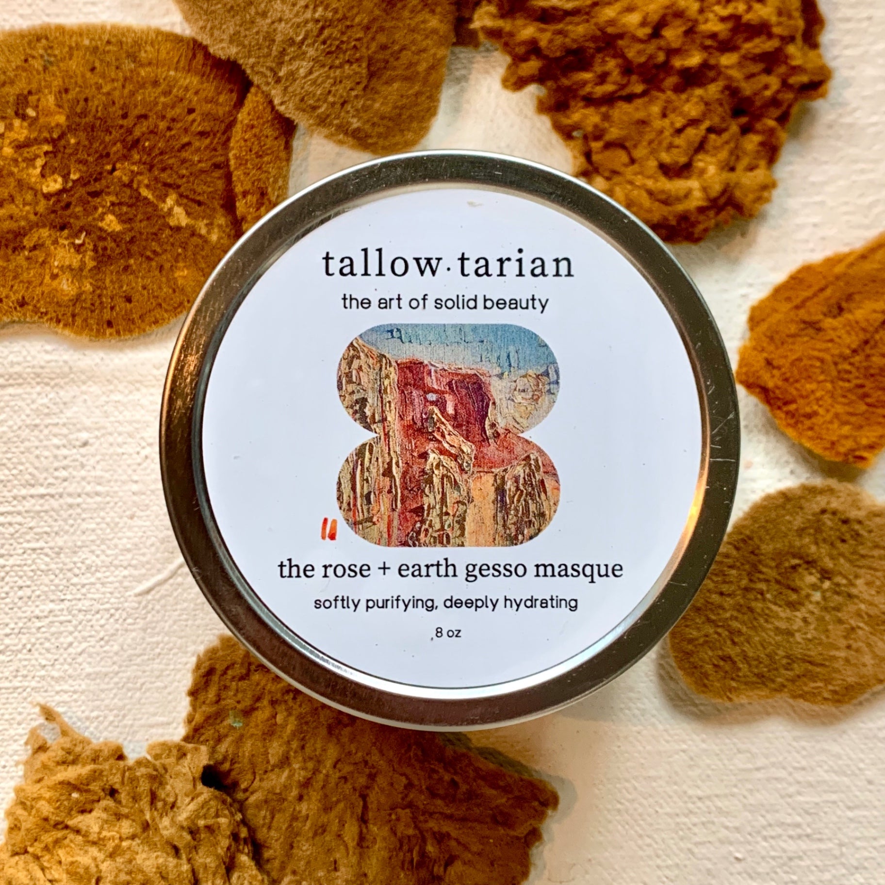 The Rose + Earth Gesso Masque label