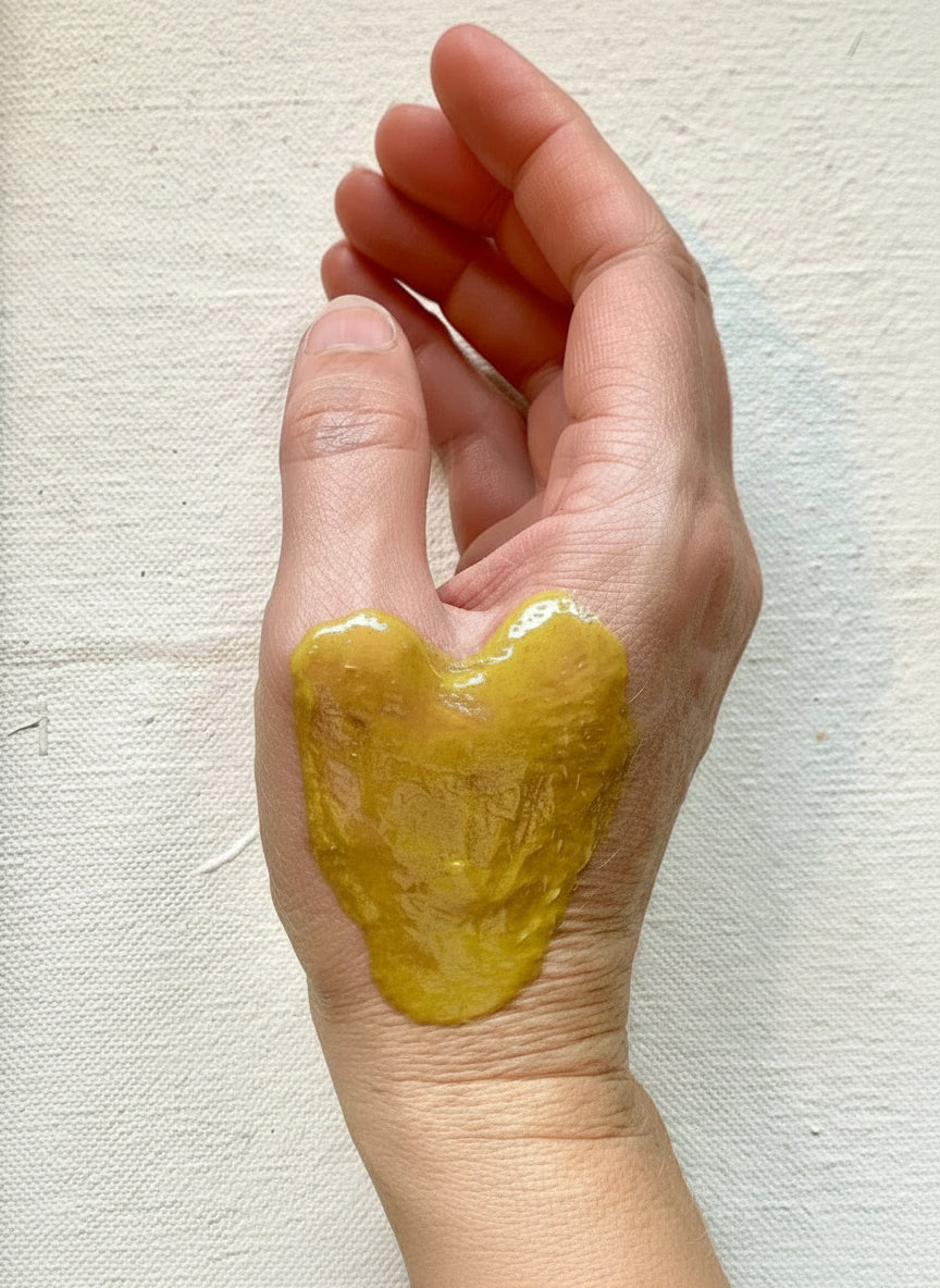 The Verdant Gouache texture on hand